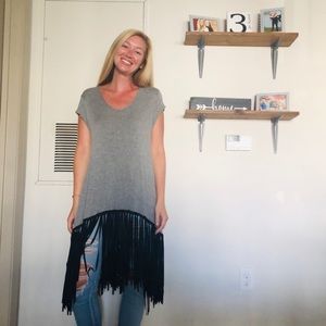 Grey shirt with tassels